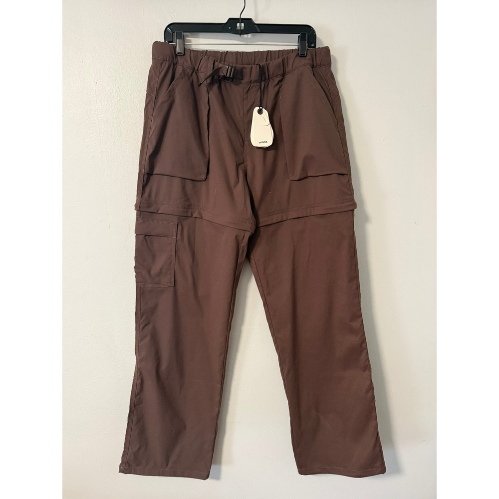 Prana Stretch Zion Convertible Pant Mocha Brown Womens L RG Hiking Cargo 2064541